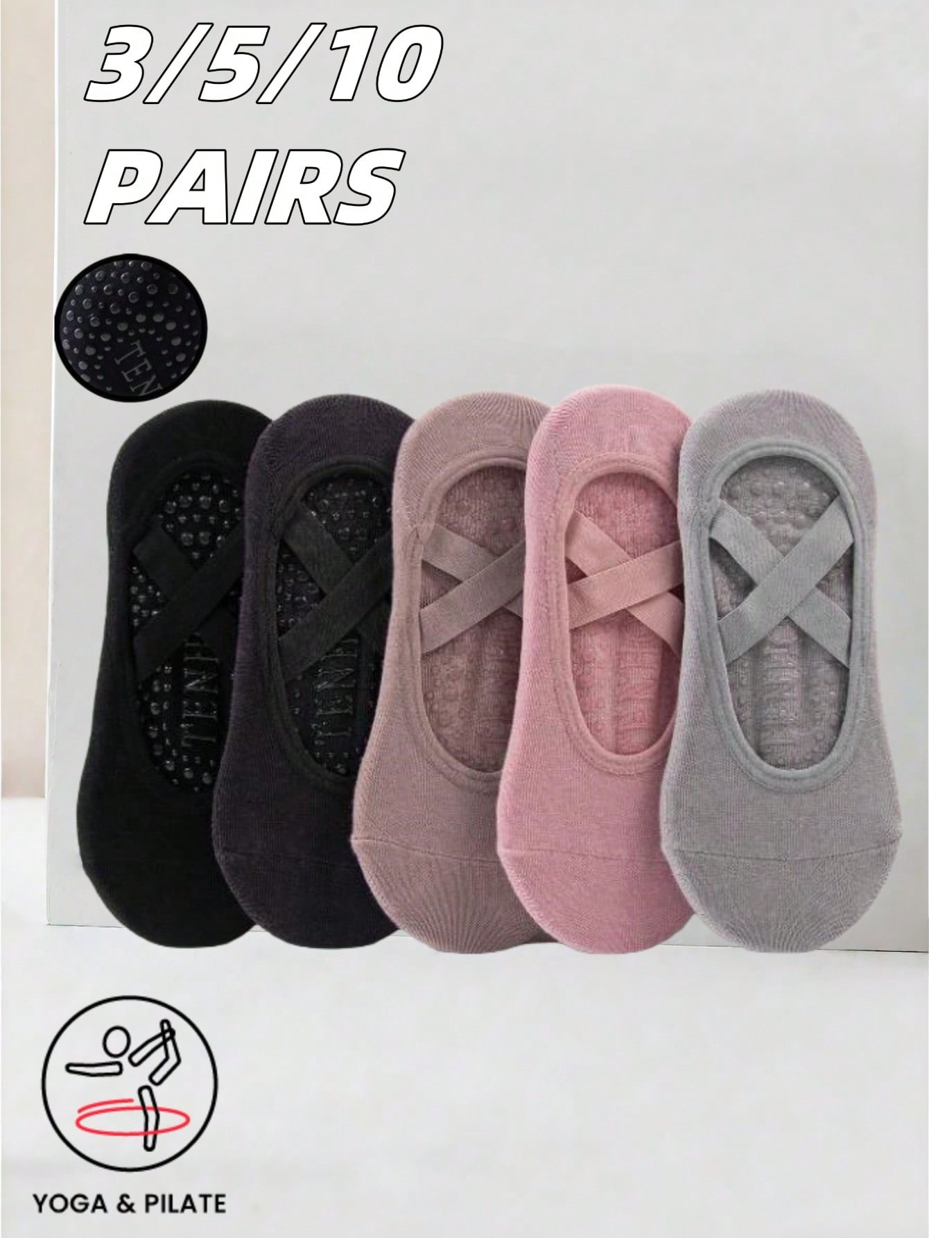 Pilates Yoga Fit - Anti-slip silicone sole yoga socks with