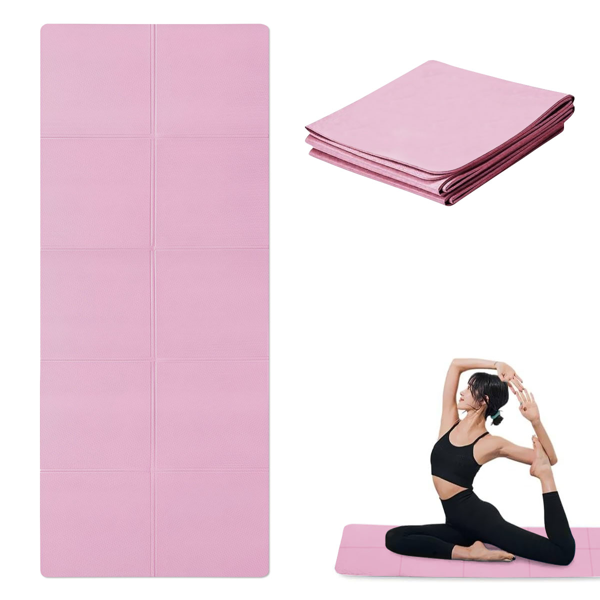 Pilates Yoga Mat Thickness - Pink Foldable Yoga Mat Eco Friendly