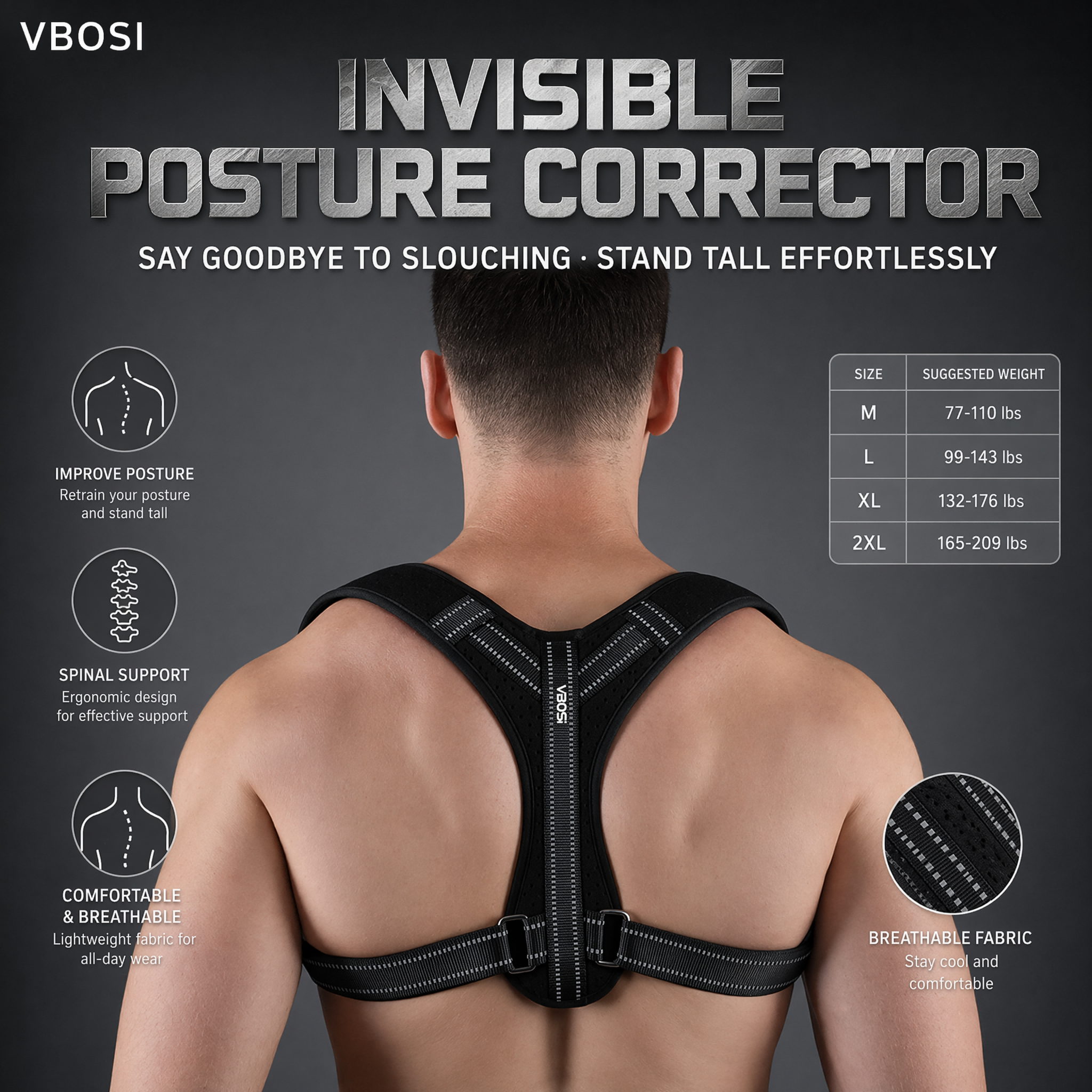 Posture Pole Corrector - VBOSI Back Posture Corrector Belt Unisex