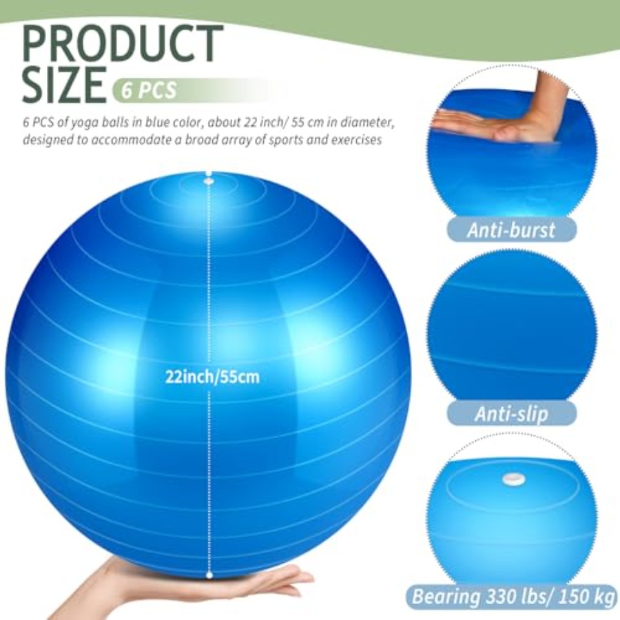 6 Pack Exercise Ball Bulk Infl – Pilates Yoga Ball Workout Bewertung und Preis