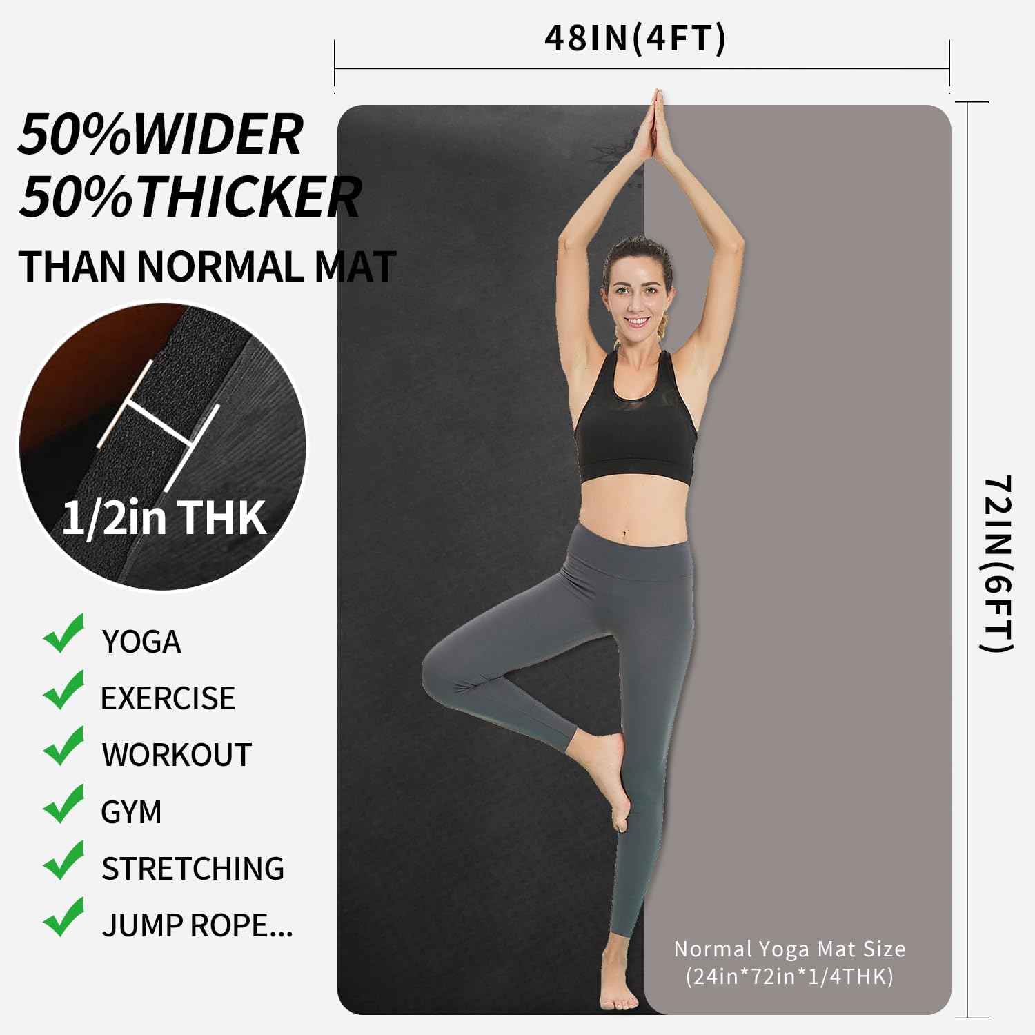 Extra Thick TPE Yoga Mat 6'x4' – Pilates Yoga Mat Thickness Bewertung und Preis