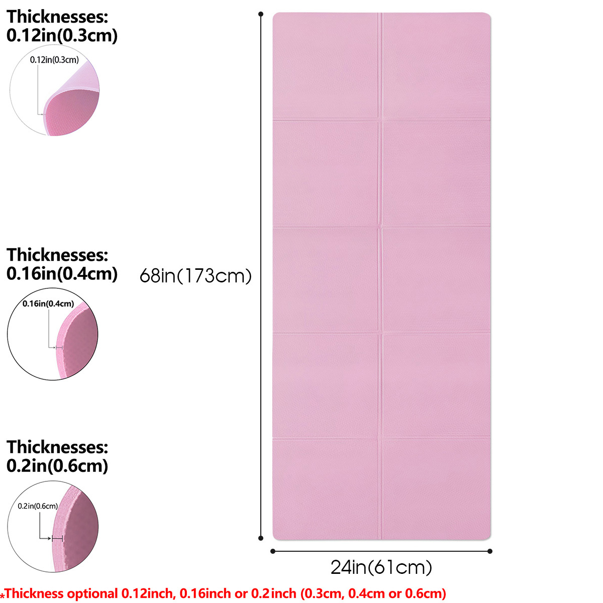 Pink Foldable Yoga Mat Eco Fri – Pilates Yoga Mat Thickness Bewertung und Preis